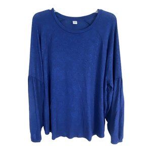 Old Navy Womens Shirt Size 2XL Blue Long Sleeve Marled Pull Over Top Casual